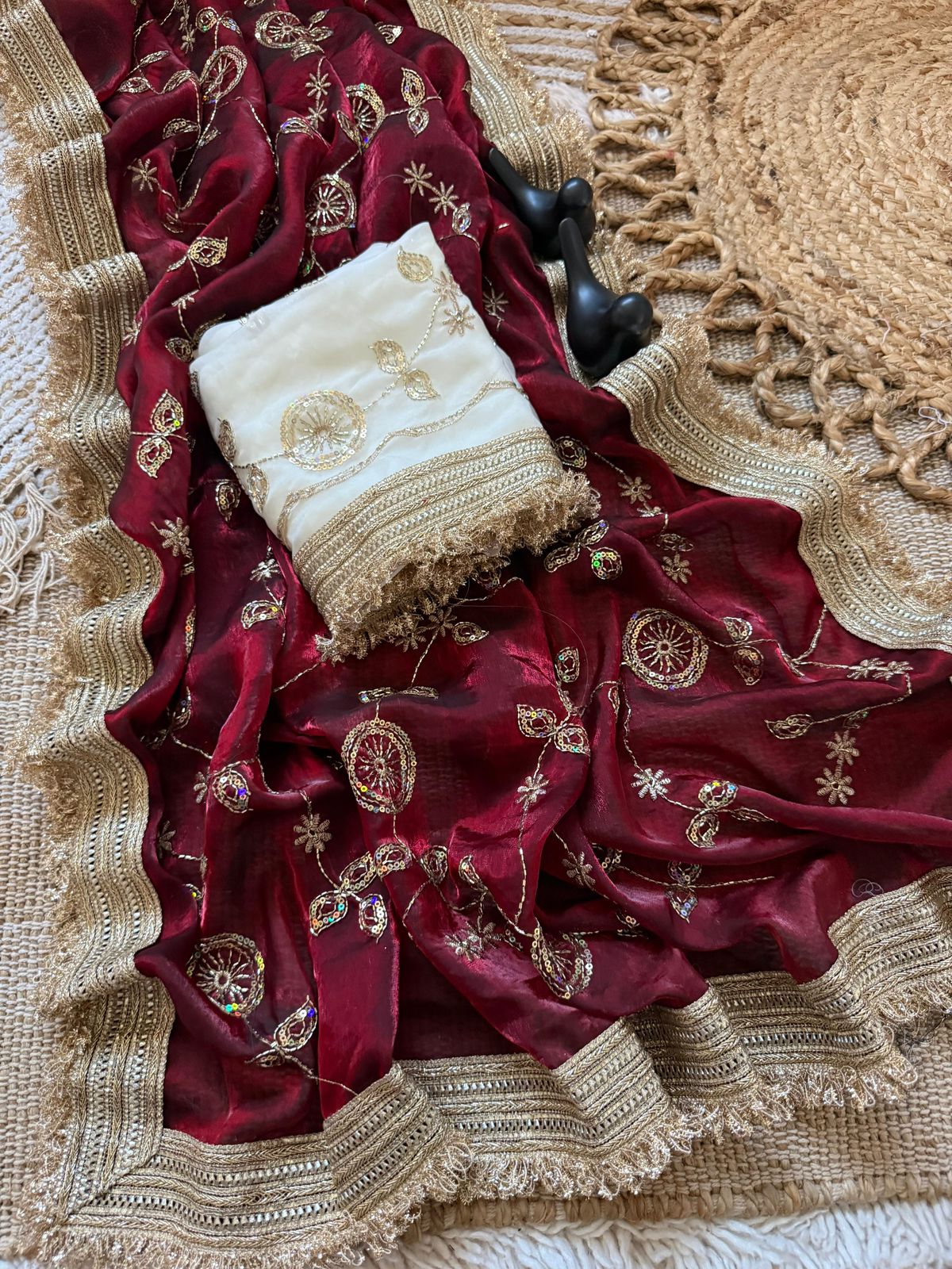 new launching c pallu birts embroidery work with ready made lace border