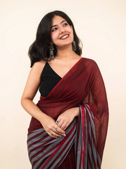 Premium Linen With Beautiful And Elegance Contrast Colour Border Digital Printed Saree