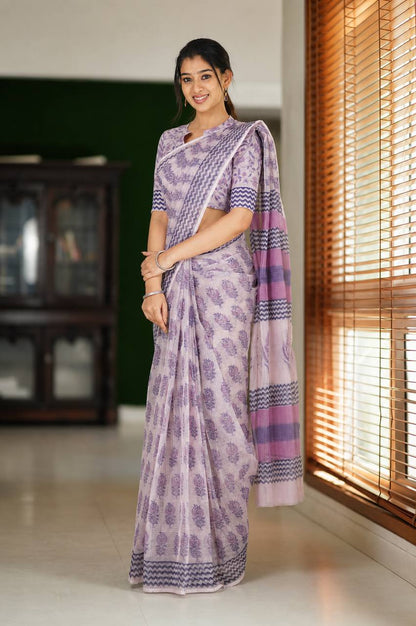New Launching Premium Cotton Kota Check Fabric With Beautiful, Elegance Design Saree