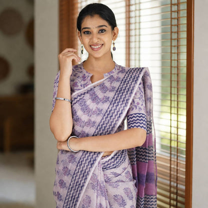 New Launching Premium Cotton Kota Check Fabric With Beautiful, Elegance Design Saree