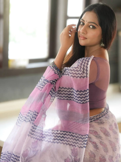New Launching Premium Cotton Kota Check Fabric With Beautiful, Elegance Design Saree