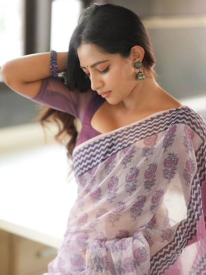 New Launching Premium Cotton Kota Check Fabric With Beautiful, Elegance Design Saree