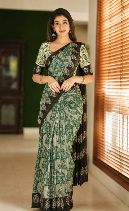 New Exclusive Design Introducing Beautiful, Elegance Design In Full Body And Rich Pallu + Border Type Of Digital Printed Saree