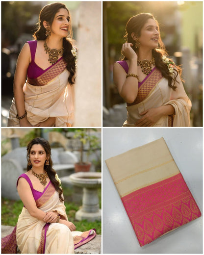 New Launching BEAUTIFUL RICH PALLU AND JACQUARD BORDER SAREE.