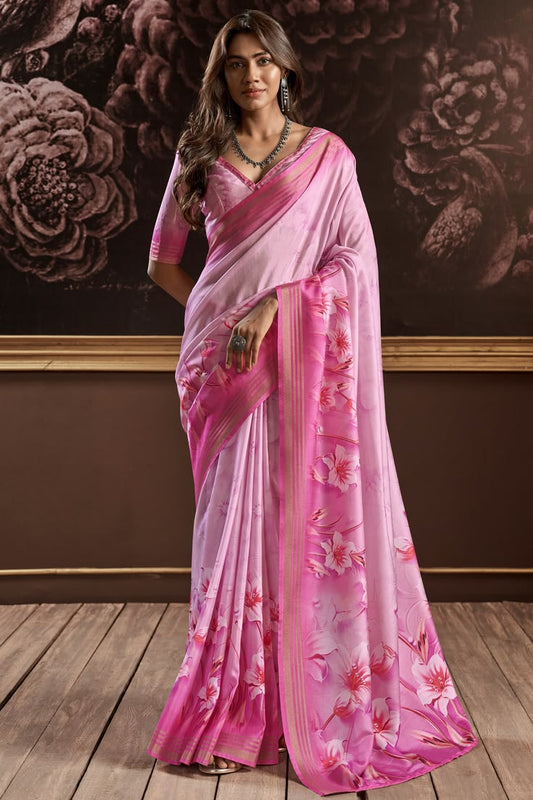 Pink Color Art Silk Fabric Fancy Printed Daily Wear Saree