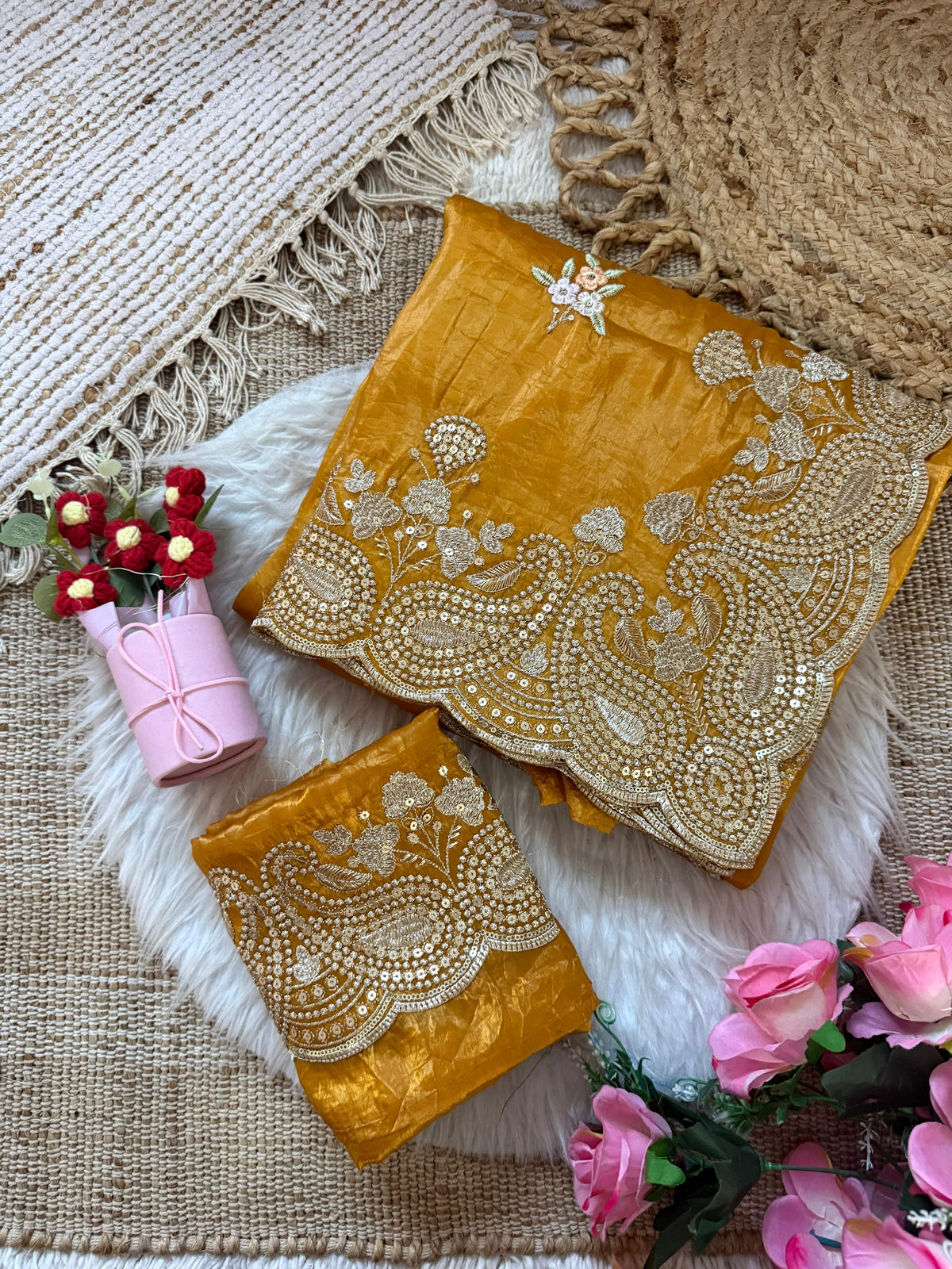 new launching mat sequence work with gold zari thread embroidered work and whole sarees have multi thread butta work and Arco border work