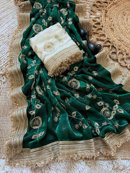 new launching c pallu birts embroidery work with ready made lace border