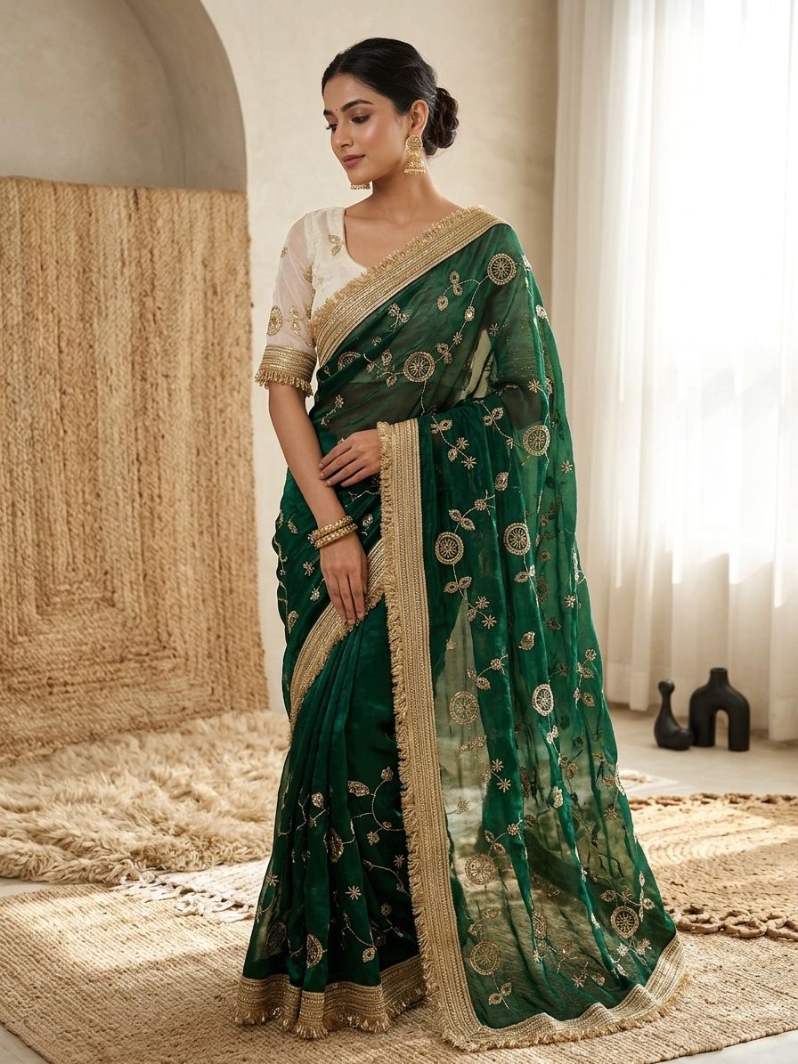 new launching c pallu birts embroidery work with ready made lace border
