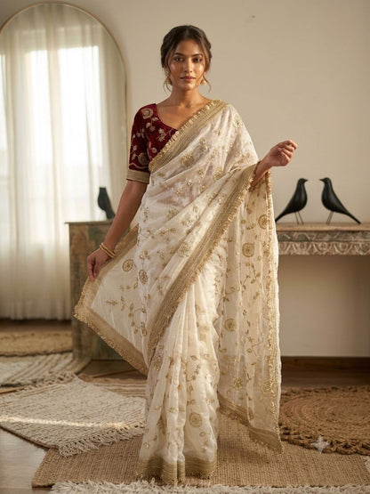 new launching c pallu birts embroidery work with ready made lace border