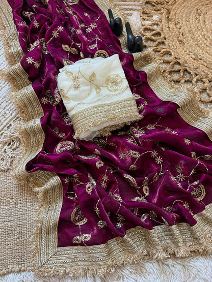 new launching c pallu birts embroidery work with ready made lace border