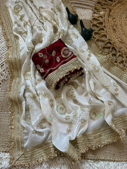 new launching c pallu birts embroidery work with ready made lace border