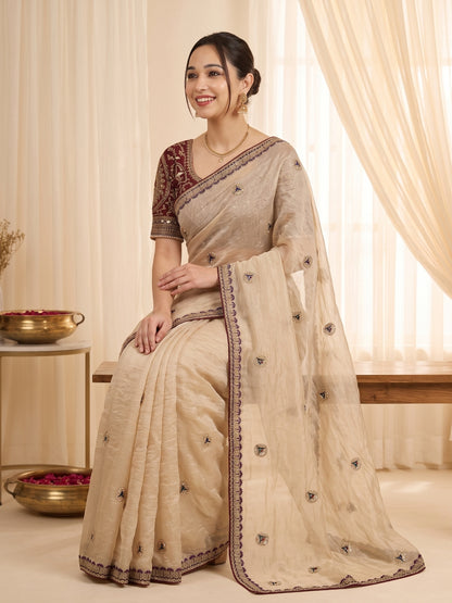 new launching ajarakh print with real mirror work and pallu fancy real diamond latkan attched and whole sarees piping   *Blouse :Running fabric with printed and mirror attched  Length:-5.50 MTR sarees and 0.90mtr