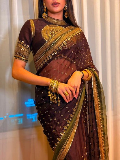 Vayara Tibby Silk Intricate Thred With Sequnce Work sarees