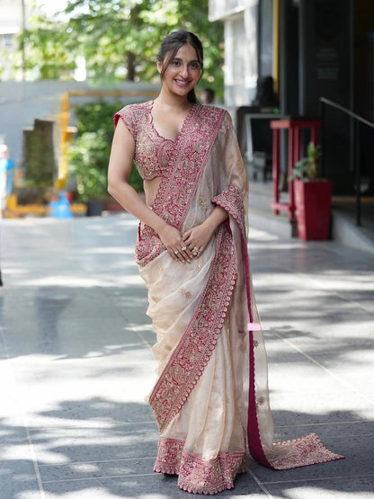 Intricate Thred With Sequnce Work Designer Saree