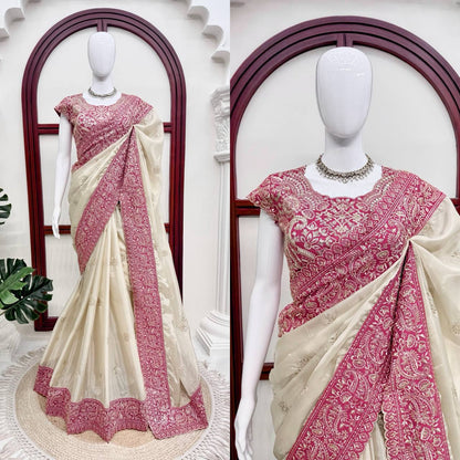 Intricate Thred With Sequnce Work Designer Saree