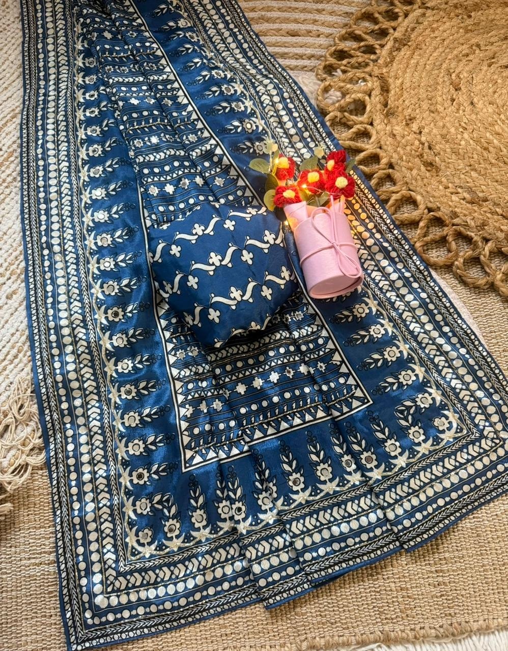 vayara sarees launch Royal Navy Blue Jacquard Saree