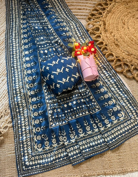 vayara sarees launch Royal Navy Blue Jacquard Saree