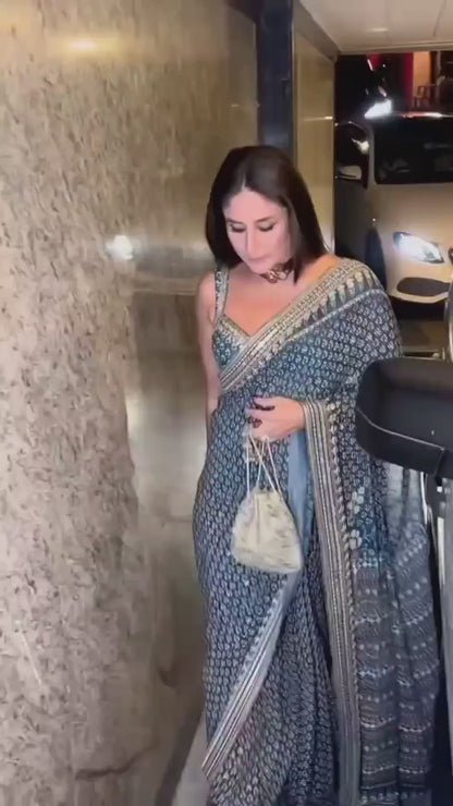 vayara sarees launch Royal Navy Blue Jacquard Saree
